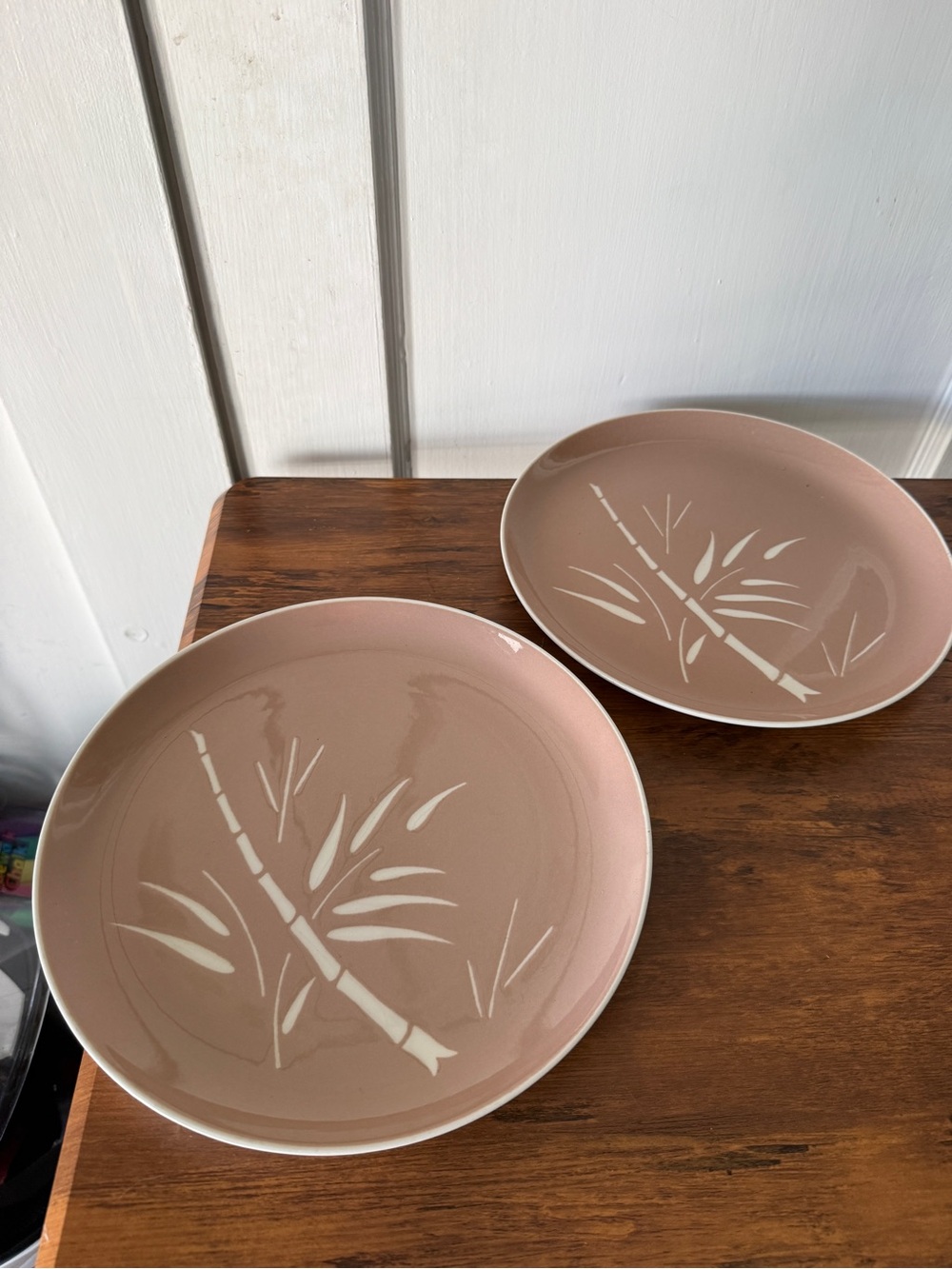 Pink Bamboo Pattern Ceramic Dinner Plates - Set of 2 HARKERWARE